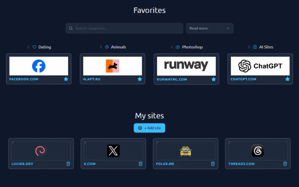 Your favorite websites in one place